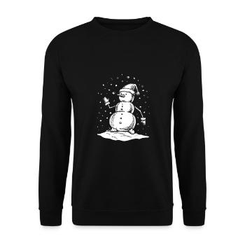 Drôle de Schneeman Vintage Schneeman Noël d’hiver - Sweat-shirt Unisexe - noir - Devant - Alina (178cm) & Michal (187cm)