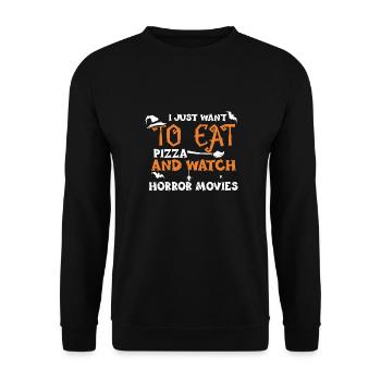 I Just Want To Eat Pizza And Wat... - Unisex Pullover - Schwarz - Vorne - Alina (178cm) & Michal (187cm)