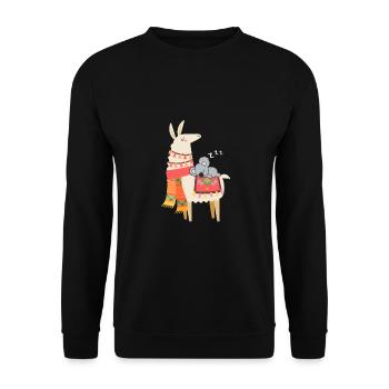 Cute Koala Sleeping On Llama Gift - Unisex Pullover - Schwarz - Vorne - Alina (178cm) & Michal (187cm)