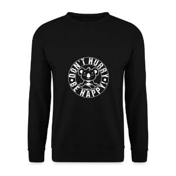 Cute Koala Don't Hurry Be Happy Yoga Funny Gift - Unisex Pullover - Schwarz - Vorne - Alina (178cm) & Michal (187cm)