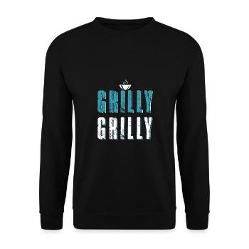 Funny BBQ Grill - Unisex Pullover - Schwarz - Vorne - Alina (178cm) & Michal (187cm)