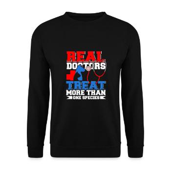 Real Doctors Veterinarian Vet Surgeon Profession - Unisex Sweatshirt - black - Front - Alina (178cm) & Michal (187cm)