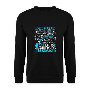Vet Tech Veterinary Technician Job Title - Unisex Pullover - Schwarz - Vorne - Alina (178cm) & Michal (187cm)
