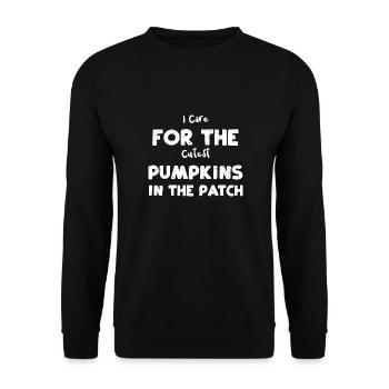 I Care For The Cutest Pumpkins I... - Unisex Pullover - Schwarz - Vorne - Alina (178cm) & Michal (187cm)