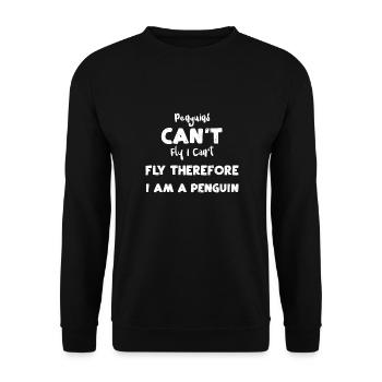 Penguins Can't Fly I Can't Fly T... - Unisex Sweatshirt - black - Front - Alina (178cm) & Michal (187cm)