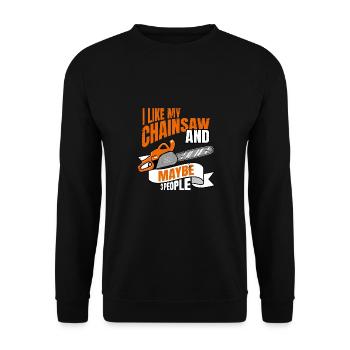 Drôle d’arboriste T-Shirt Arboriste Tronçonneuse - Sweat-shirt Unisexe - noir - Devant - Alina (178cm) & Michal (187cm)