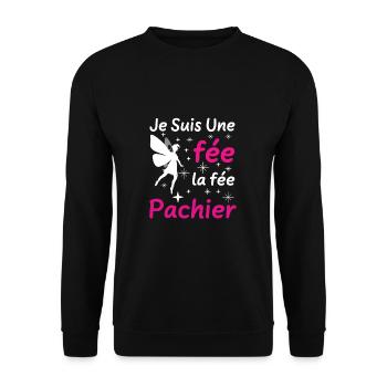 Ich bin eine Fee Die Pachier-Fee - Unisex Pullover - Schwarz - Vorne - Alina (178cm) & Michal (187cm)