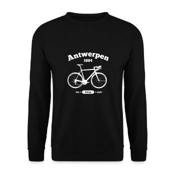 Fahrrad Antwerpen - Unisex Pullover - Schwarz - Vorne - Alina (178cm) & Michal (187cm)