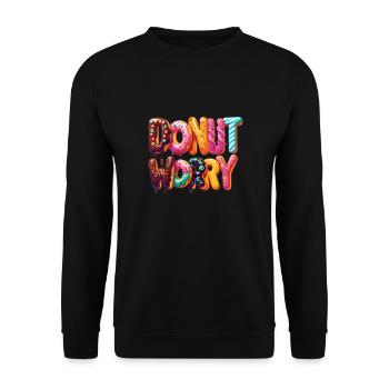 Donut Worry Sweets Snack Doughnut Lover - Unisex Sweatshirt - black - Front - Alina (178cm) & Michal (187cm)