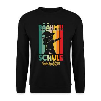 Schule Geschafft Schulabsolvent Schulabgänger 2024 - Unisex Pullover - Schwarz - Vorne - Alina (178cm) & Michal (187cm)