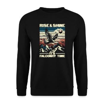 Rise And Shine It's Falconry Time - Falknerei - Unisex Pullover - Schwarz - Vorne - Alina (178cm) & Michal (187cm)