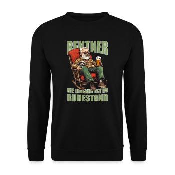 Geschenk zur Rente Opa im Ruhestand lustiges - Unisex Pullover - Schwarz - Vorne - Alina (178cm) & Michal (187cm)