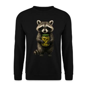 Cute Raccoon Holding Pickle Jar Animal Trash Panda - Unisex Sweatshirt - black - Front - Alina (178cm) & Michal (187cm)