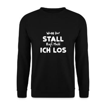 Wenn Der Stall Ruft Muss Ich Los - Unisex Pullover - Schwarz - Vorne - Alina (178cm) & Michal (187cm)