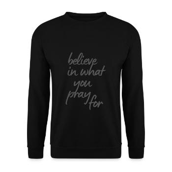 Glauben Glaube Beten Gebet Kirche Spruch Geschenk - Unisex Pullover - Schwarz - Vorne - Alina (178cm) & Michal (187cm)