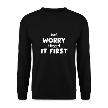 Don't Worry I Hugged It First - Unisex Pullover - Schwarz - Vorne - Alina (178cm) & Michal (187cm)