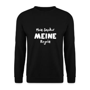Mein Smoker Meine Regeln - BBQ - Unisex Pullover - Schwarz - Vorne - Alina (178cm) & Michal (187cm)