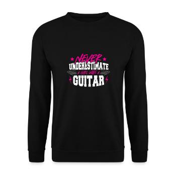 Ne sous-estimez jamais une fille avec une guitare - Guitare - Sweat-shirt Unisexe - noir - Devant - Alina (178cm) & Michal (187cm)