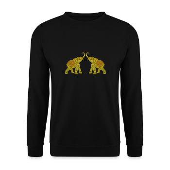 Wonderful Dot Work - Two ELEPHANTS3 - Unisex Sweatshirt - black - Front - Alina (178cm) & Michal (187cm)