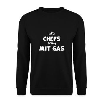 Echte Chefs Grillen Mit Gas - BBQ - Unisex Pullover - Schwarz - Vorne - Alina (178cm) & Michal (187cm)