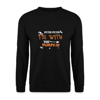 Peter Peter I'm with the Pumpkin - Unisex Pullover - Schwarz - Vorne - Alina (178cm) & Michal (187cm)