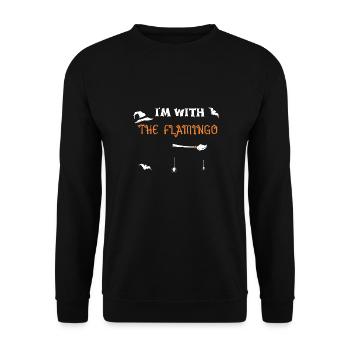 Je suis avec le flamant rose - Halloween - Sweat-shirt Unisexe - noir - Devant - Alina (178cm) & Michal (187cm)