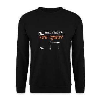 Will Teach For Candy - Halloween - Unisex Pullover - Schwarz - Vorne - Alina (178cm) & Michal (187cm)