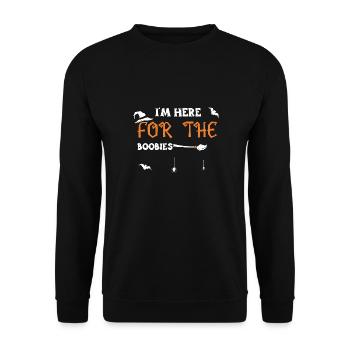 I'm Here For The Boobies - Unisex Pullover - Schwarz - Vorne - Alina (178cm) & Michal (187cm)