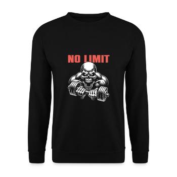 No Limit Hard Workout Skull with Dumbbell - Unisex Sweatshirt - black - Front - Alina (178cm) & Michal (187cm)