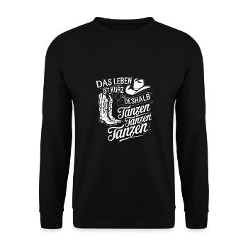 Das Leben ist kurz - nutze es zum Tanzen - Unisex Pullover - Schwarz - Vorne - Alina (178cm) & Michal (187cm)