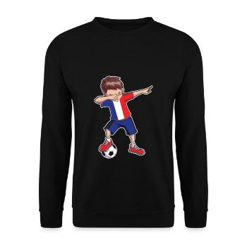 Frankreich Trikot Fußball Fan Dabbing Boy Jungs - Unisex Pullover - Schwarz - Vorne - Alina (178cm) & Michal (187cm)