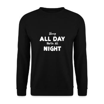 Dormez toute la journée infirmière toute la nuit - Sweat-shirt Unisexe - noir - Devant - Alina (178cm) & Michal (187cm)