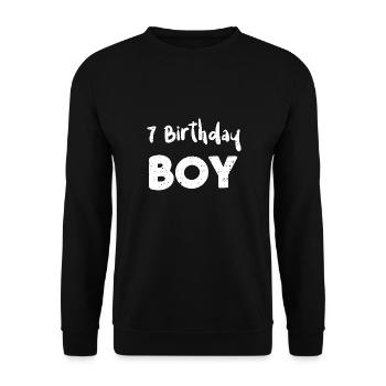 7 Birthday Boy - Birthday - Unisex Pullover - Schwarz - Vorne - Alina (178cm) & Michal (187cm)