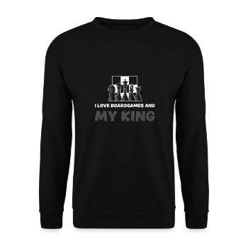 I Love Boardgames And My King - Unisex Sweatshirt - black - Front - Alina (178cm) & Michal (187cm)