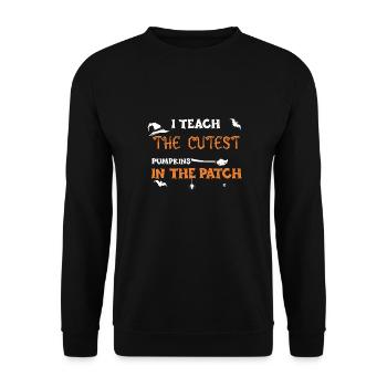 J’enseigne les citrouilles les plus mignonnes en T... - Sweat-shirt Unisexe - noir - Devant - Alina (178cm) & Michal (187cm)