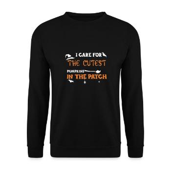 I Care For The Cutest Pumpkins I... - Unisex Pullover - Schwarz - Vorne - Alina (178cm) & Michal (187cm)