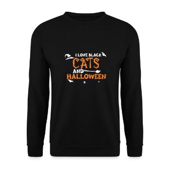 I Love Black Cats And Halloween - Unisex Sweatshirt - black - Front - Alina (178cm) & Michal (187cm)