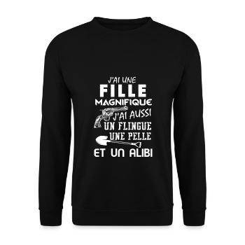 j ai une fille magnifique 2 - Sweat-shirt Unisexe - noir - Devant - Alina (178cm) & Michal (187cm)
