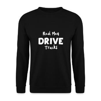 Real Men Drive Trucks - Unisex Pullover - Schwarz - Vorne - Alina (178cm) & Michal (187cm)