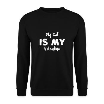 My Cat Is My Valentine - Cats - Unisex Pullover - Schwarz - Vorne - Alina (178cm) & Michal (187cm)