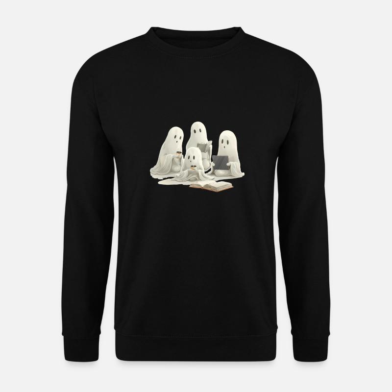 Ghost Family Books, Coffee, and Cozy Moments - Unisex Pullover - Schwarz