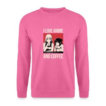 Ich liebe Anime und Kaffee - Manga Stil. - Unisex Pullover - Pink - Vorne