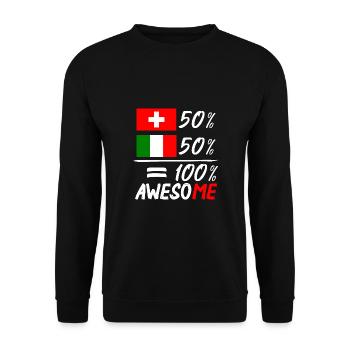 50% Schweiz 50% Italien - Unisex Pullover - Schwarz - Vorne - Alina (178cm) & Michal (187cm)