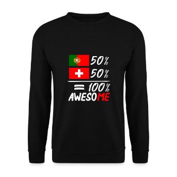 50% Portugal 50% Schweiz - Unisex Pullover - Schwarz - Vorne - Alina (178cm) & Michal (187cm)