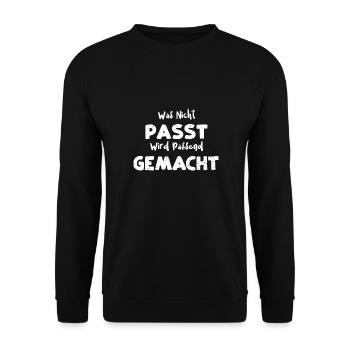 Was Nicht Passt Wird Passend Gem... - Unisex Pullover - Schwarz - Vorne - Alina (178cm) & Michal (187cm)