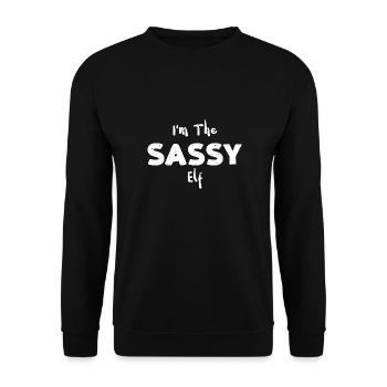 I'm The Sassy Elf - Christmas Elf - Unisex Pullover - Schwarz - Vorne - Alina (178cm) & Michal (187cm)