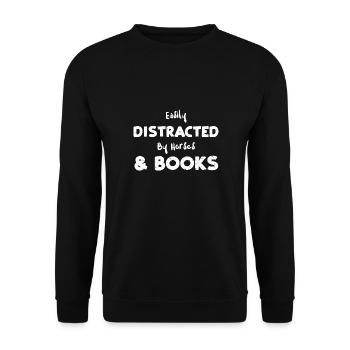 Easily Distracted By Horses & Books - Unisex Pullover - Schwarz - Vorne - Alina (178cm) & Michal (187cm)