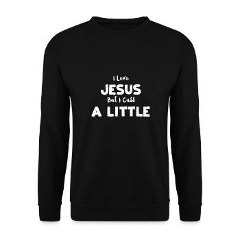 I Love Jesus But I Cuss A Little - Unisex Sweatshirt - black - Front - Alina (178cm) & Michal (187cm)