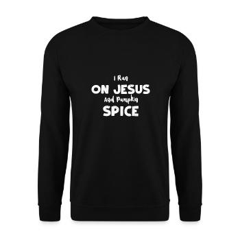 Je cours sur Jésus et l’épice à la citrouille - Sweat-shirt Unisexe - noir - Devant - Alina (178cm) & Michal (187cm)