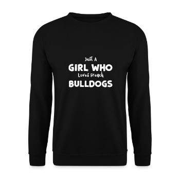 Just A Girl Who Loves French Bul... - Unisex Pullover - Schwarz - Vorne - Alina (178cm) & Michal (187cm)